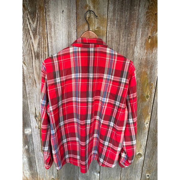 VINTAGE cherry red button down plaid - Picture 3 of 5
